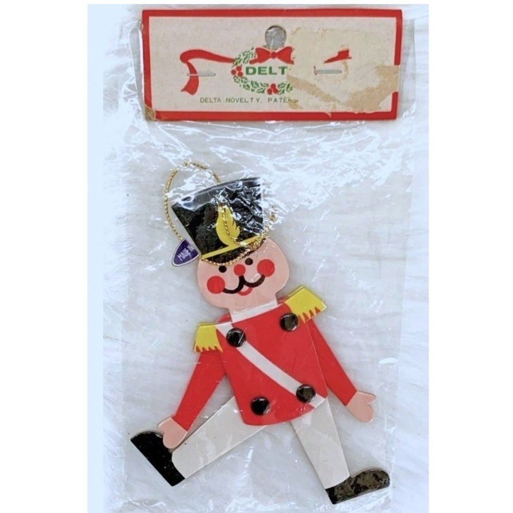 1960s Retro Toy Soldier Nutcracker Jointed Old-Fashioned Ornament NOS Japan Vtg